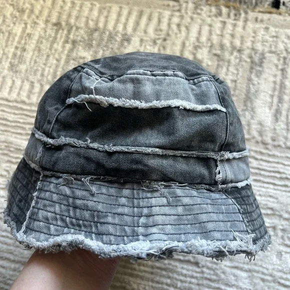 Women’s Washed Patchwork Bucket Hat - Gray - Picture 3 of 3